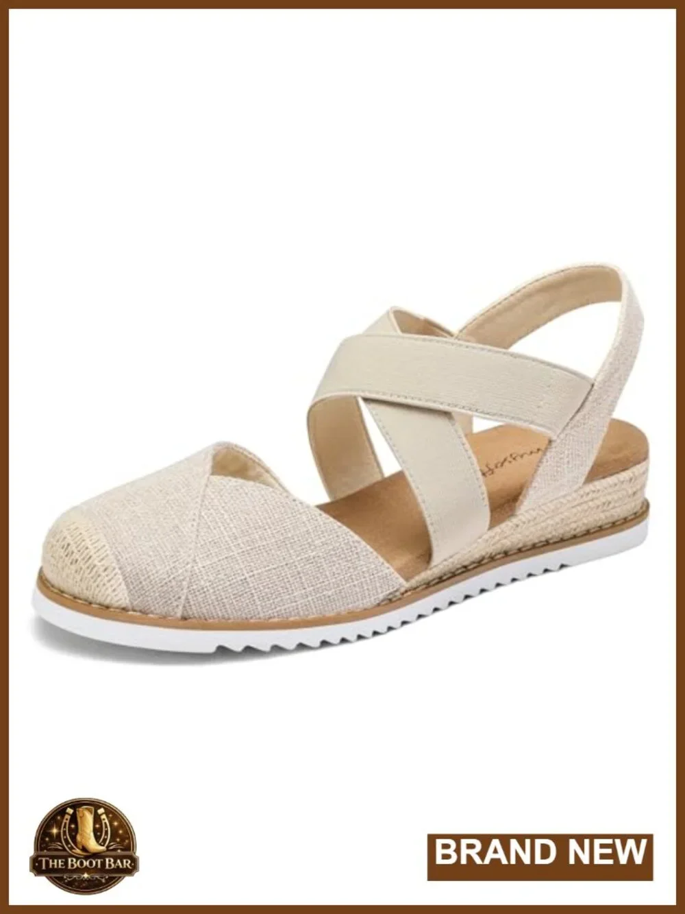 Wedge Sandals Low Heel Comfortable Closed Toe Espadrilles Slip-on Elastic Ankle